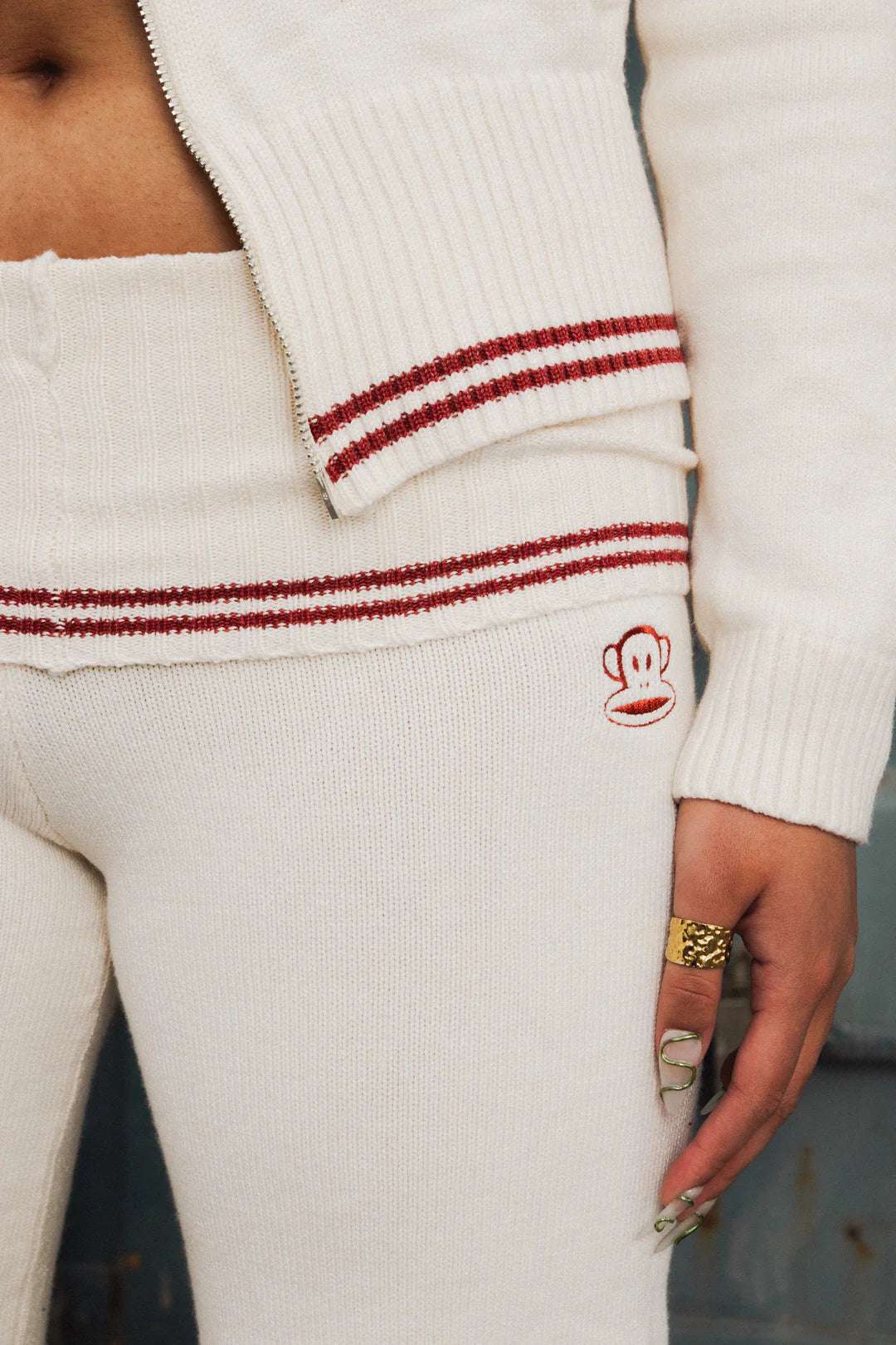 Daisy Street x Paul Frank Fold Over Flared Knit Trousers - Image 2
