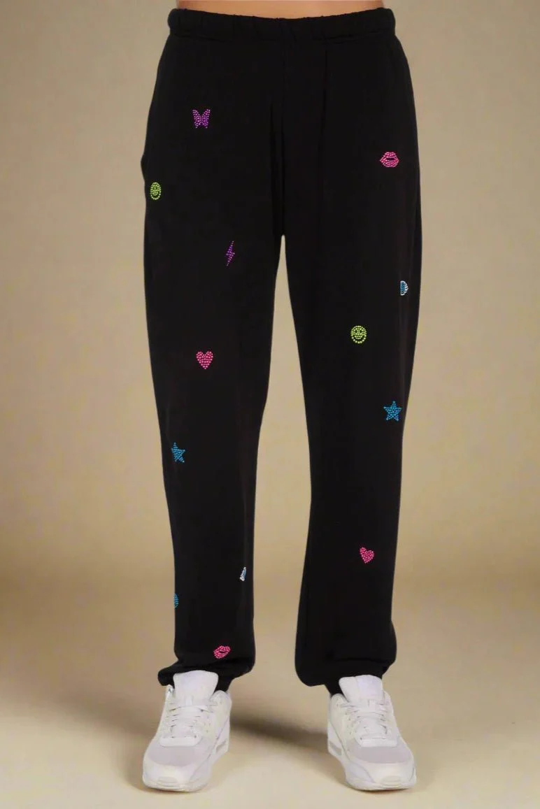 Lauren Moshi Chantria Neon Stud Elements Sweatpants