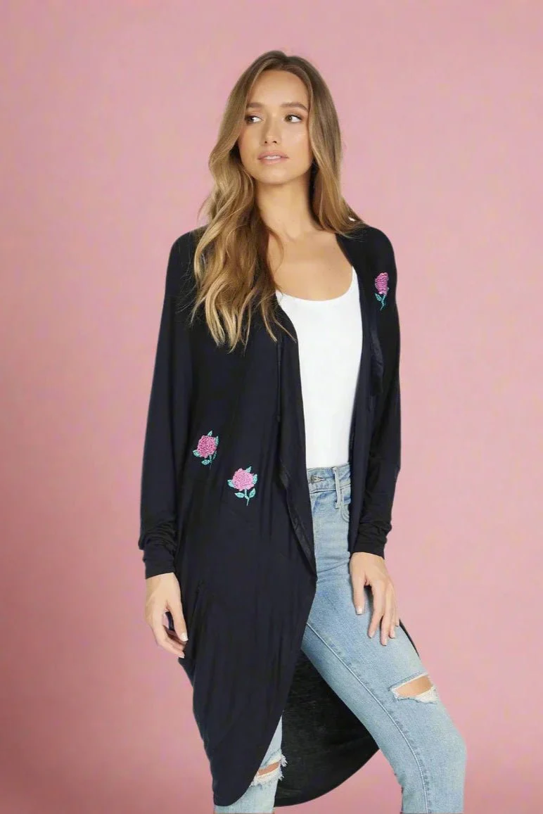 Lauren Moshi Ramona Crystal Roses Wrap Cardigan