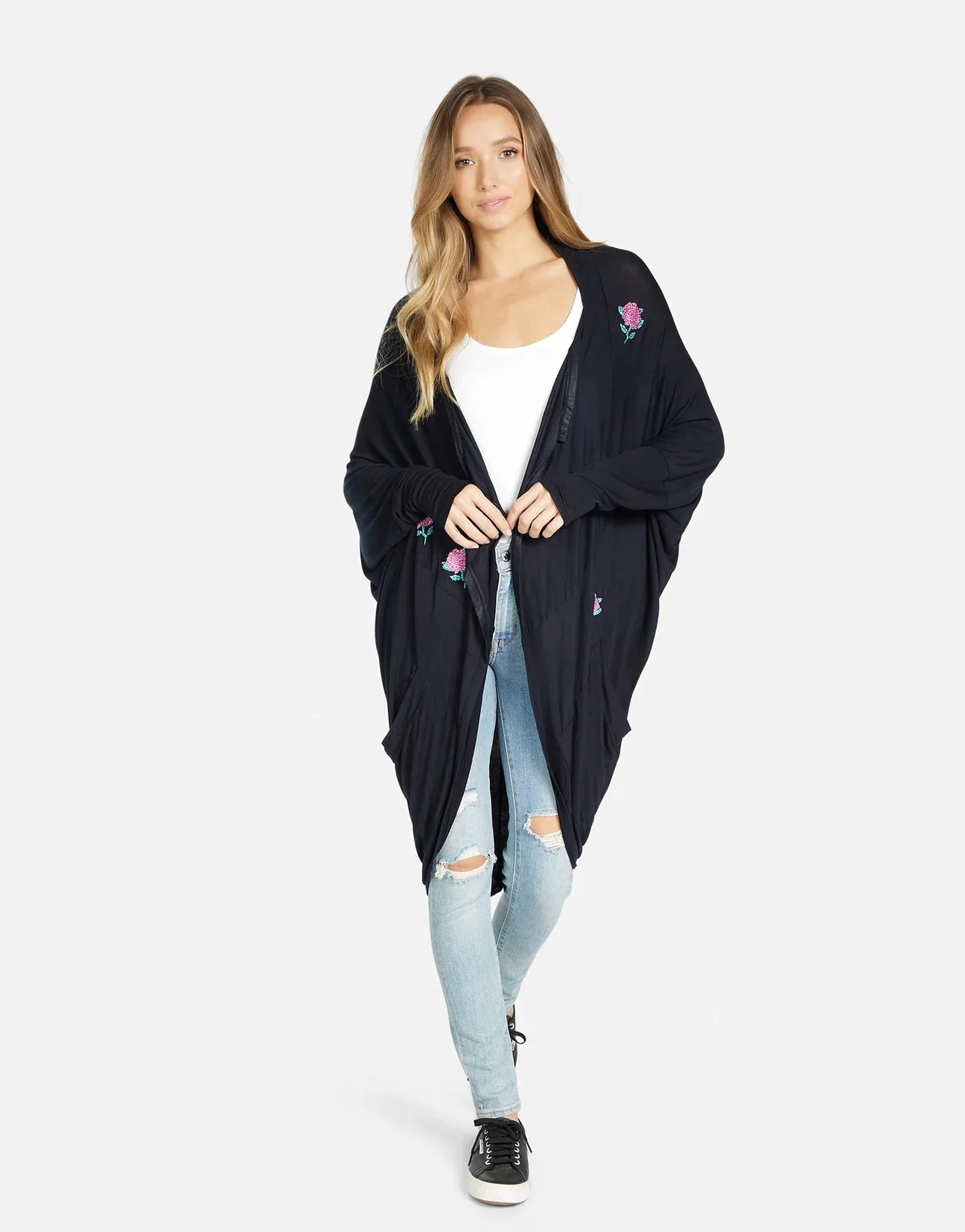 Lauren Moshi Ramona Crystal Roses Wrap Cardigan - Image 4