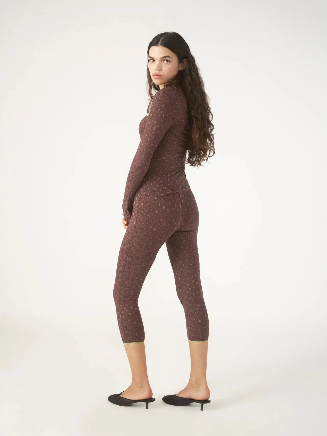 Pixie & Peach Gwen Leopard Jacquard Capri Pants - Image 2