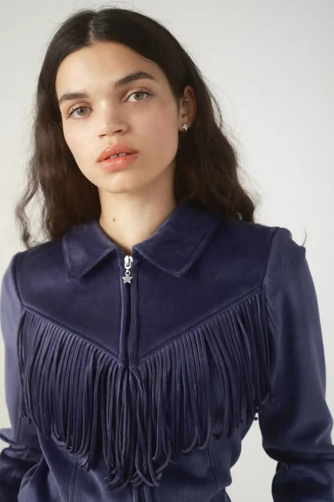 Pixie & Peach Shania Tassel Velour Zip Up