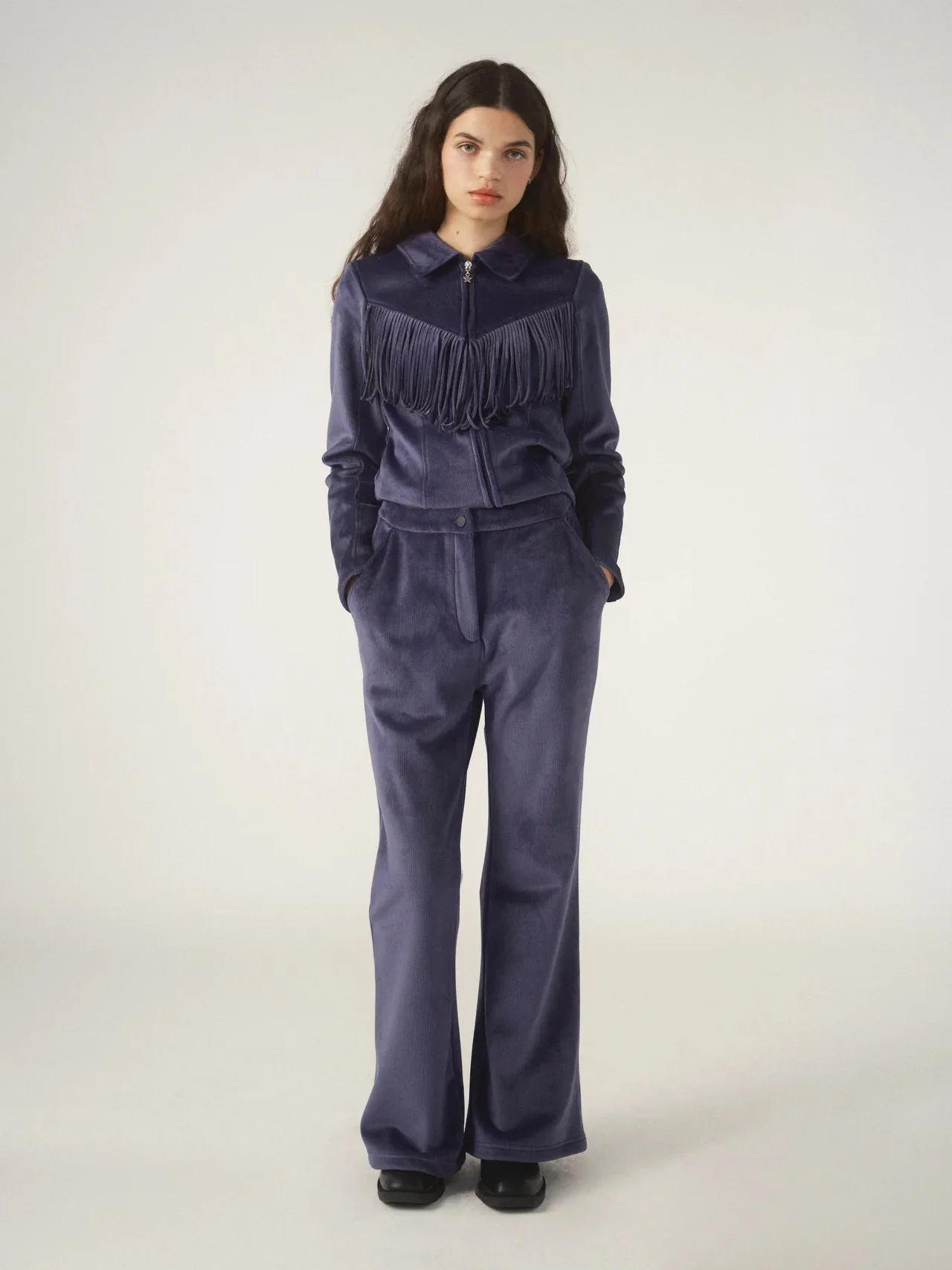 Pixie & Peach Shania Tassel Velour Zip Up - Image 3