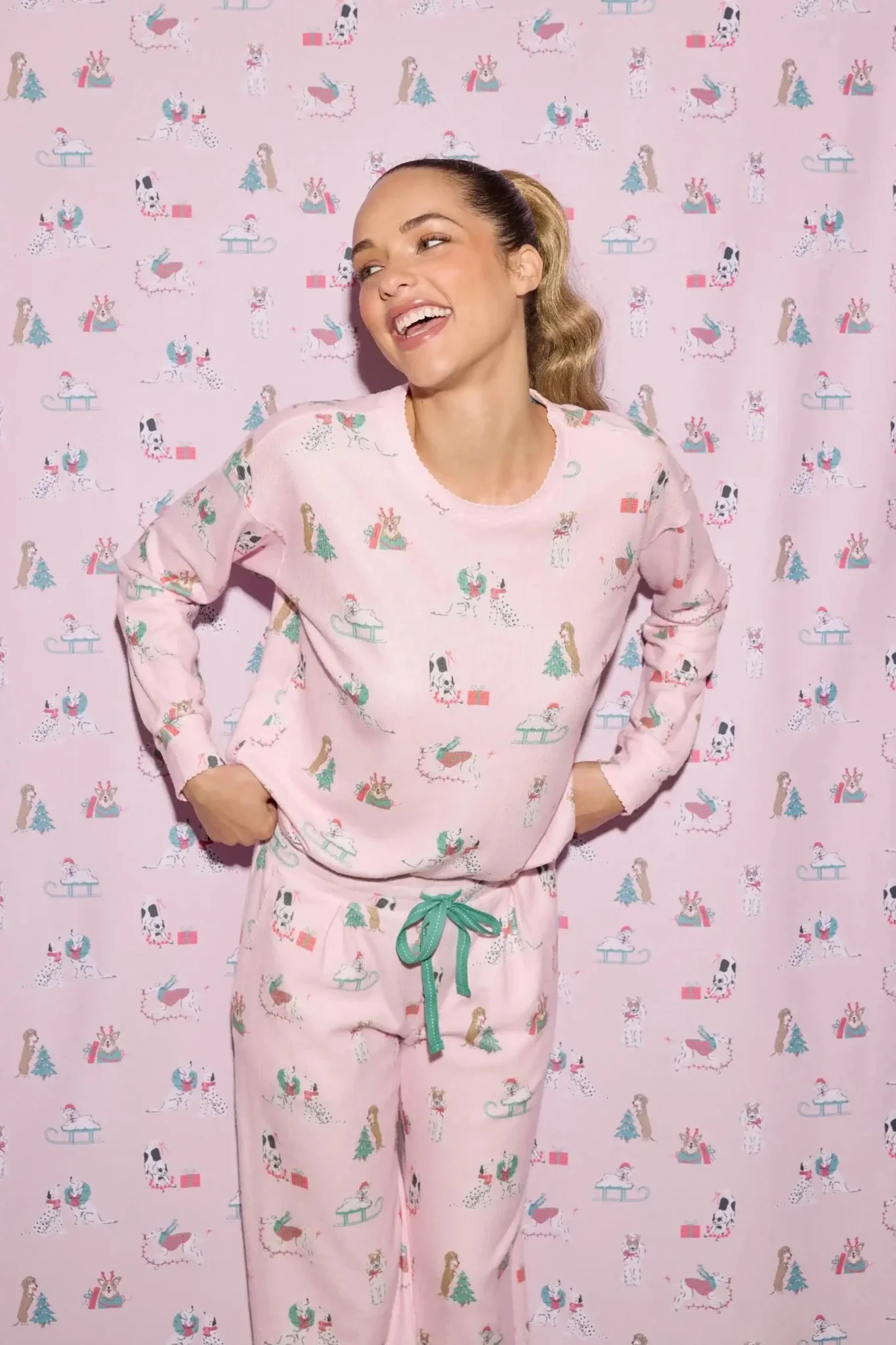 PJ Salvage Peace & Pawlidays Dog Print PJ Top